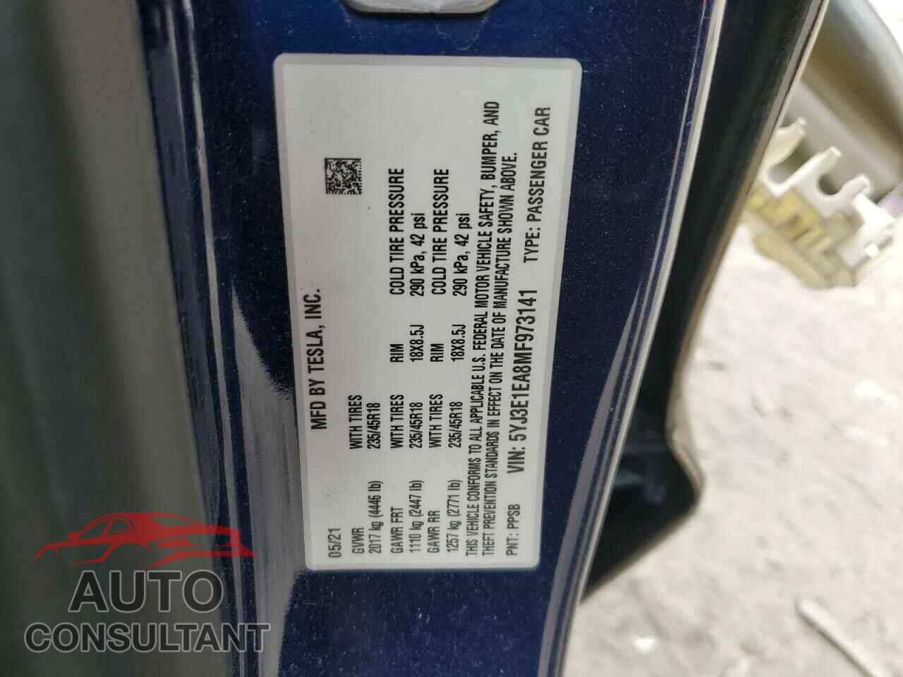 TESLA MODEL 3 2021 - 5YJ3E1EA8MF973141