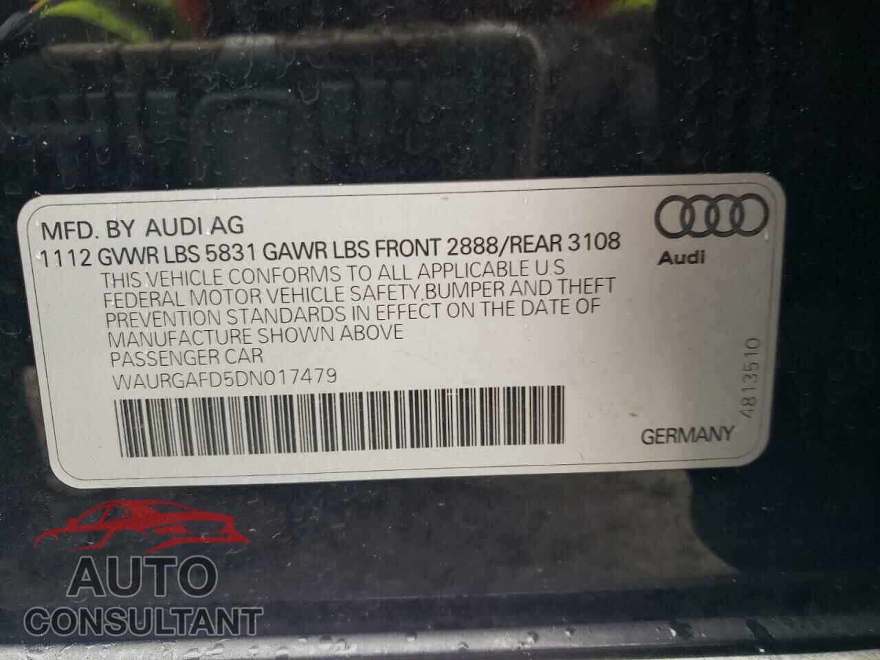 AUDI A8 2013 - WAURGAFD5DN017479
