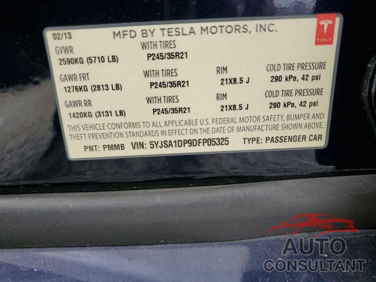 TESLA MODEL S 2013 - 5YJSA1DP9DFP05325