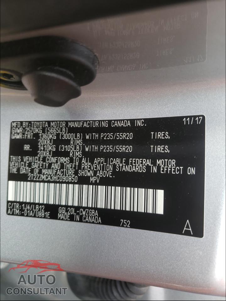 LEXUS RX350 2017 - 2T2ZZMCA3HC090850