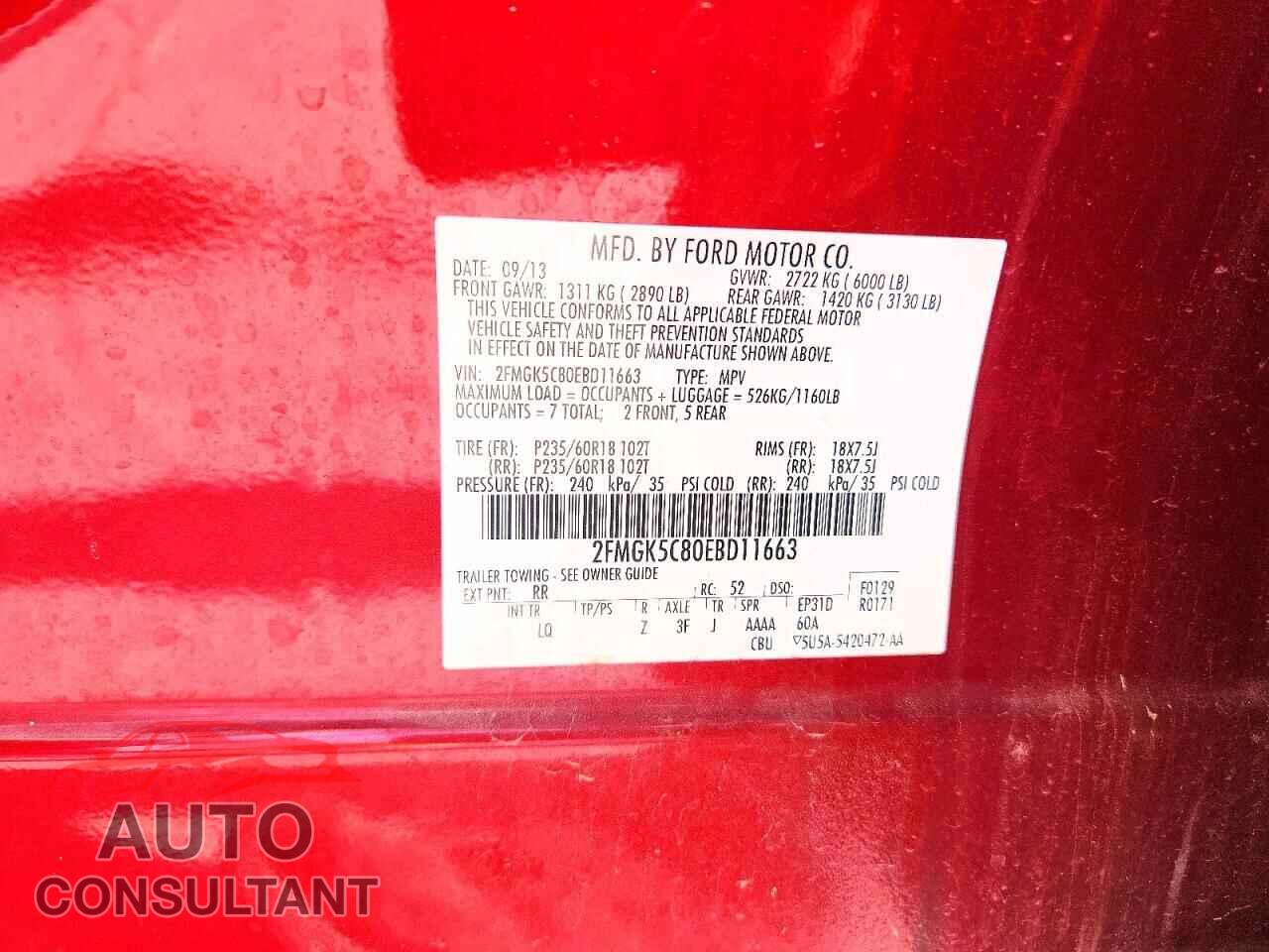 FORD FLEX 2014 - 2FMGK5C80EBD11663
