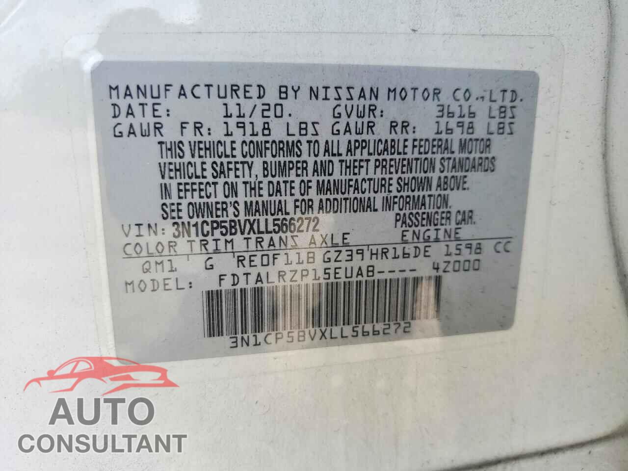 NISSAN KICKS 2020 - 3N1CP5BVXLL566272