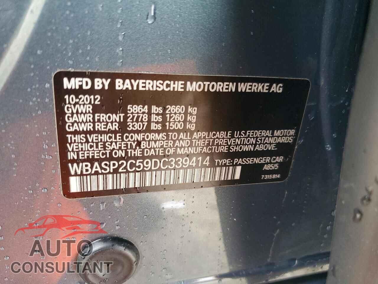 BMW 5 SERIES 2013 - WBASP2C59DC339414