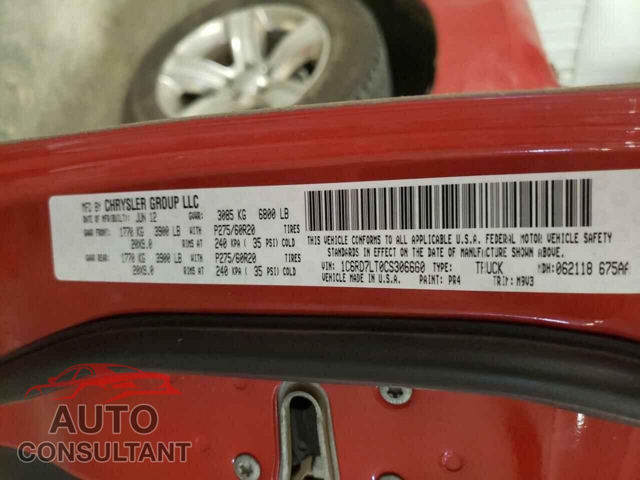 DODGE RAM 1500 2012 - 1C6RD7LT0CS306660