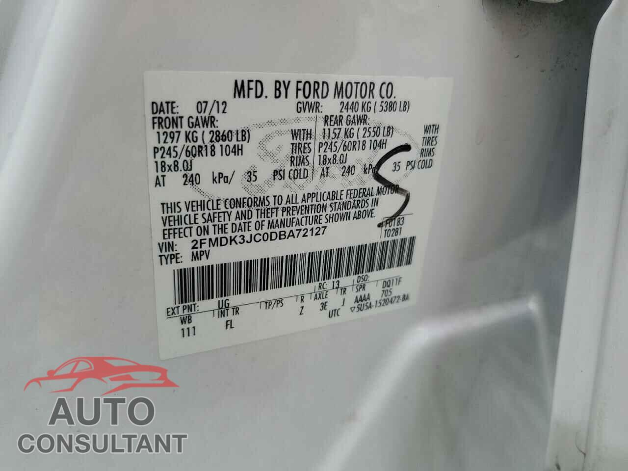 FORD EDGE 2013 - 2FMDK3JC0DBA72127
