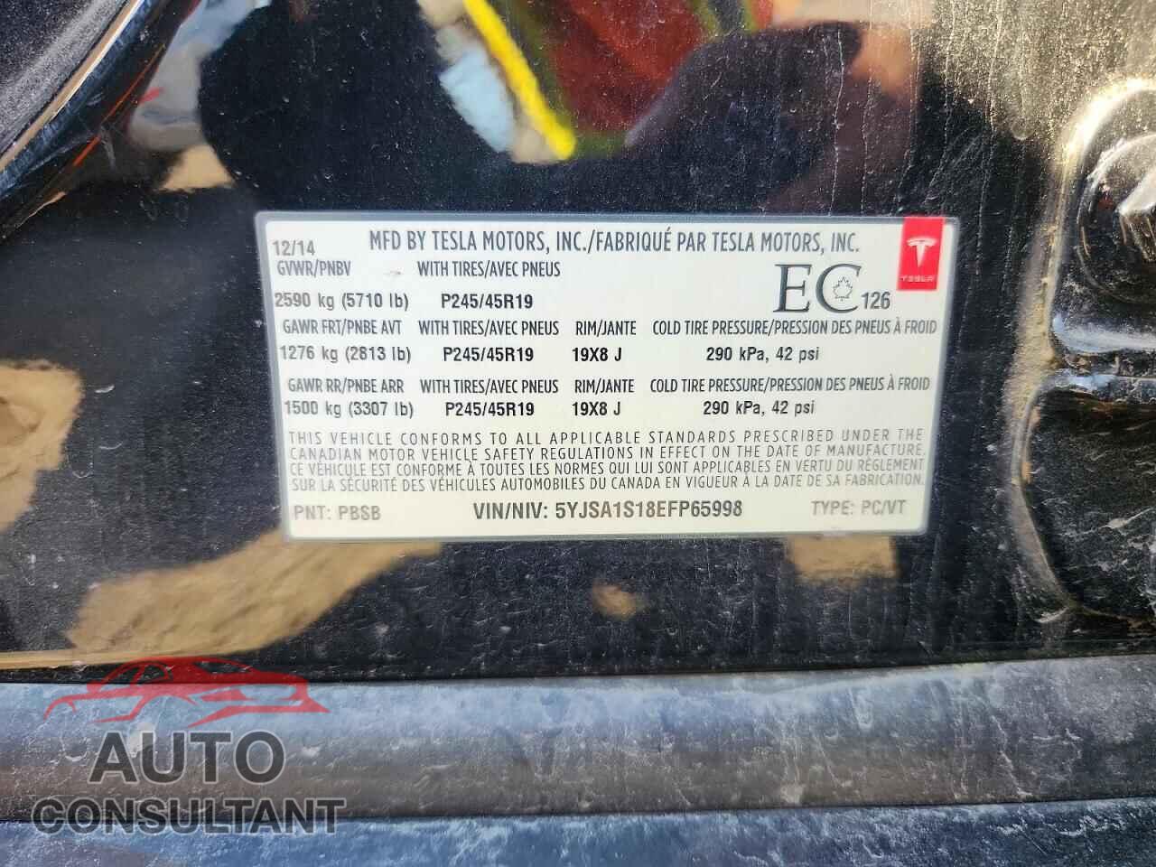 TESLA MODEL S 2014 - 5YJSA1S18EFP65998