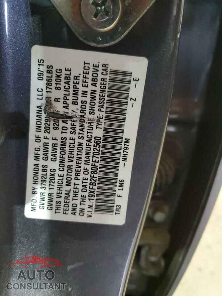 HONDA CIVIC 2015 - 19XFB2F80FE702560