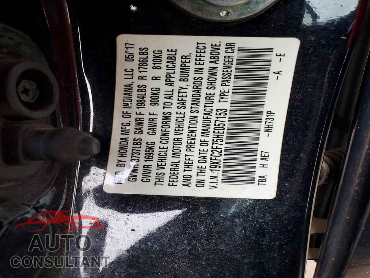 HONDA CIVIC 2017 - 19XFC2F75HE057153