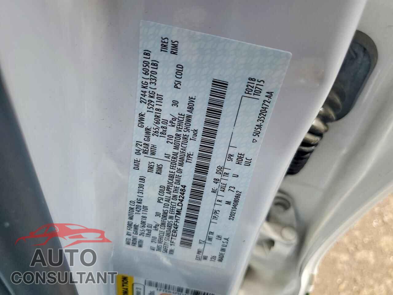 FORD RANGER 2021 - 1FTER4FH7MLD42484