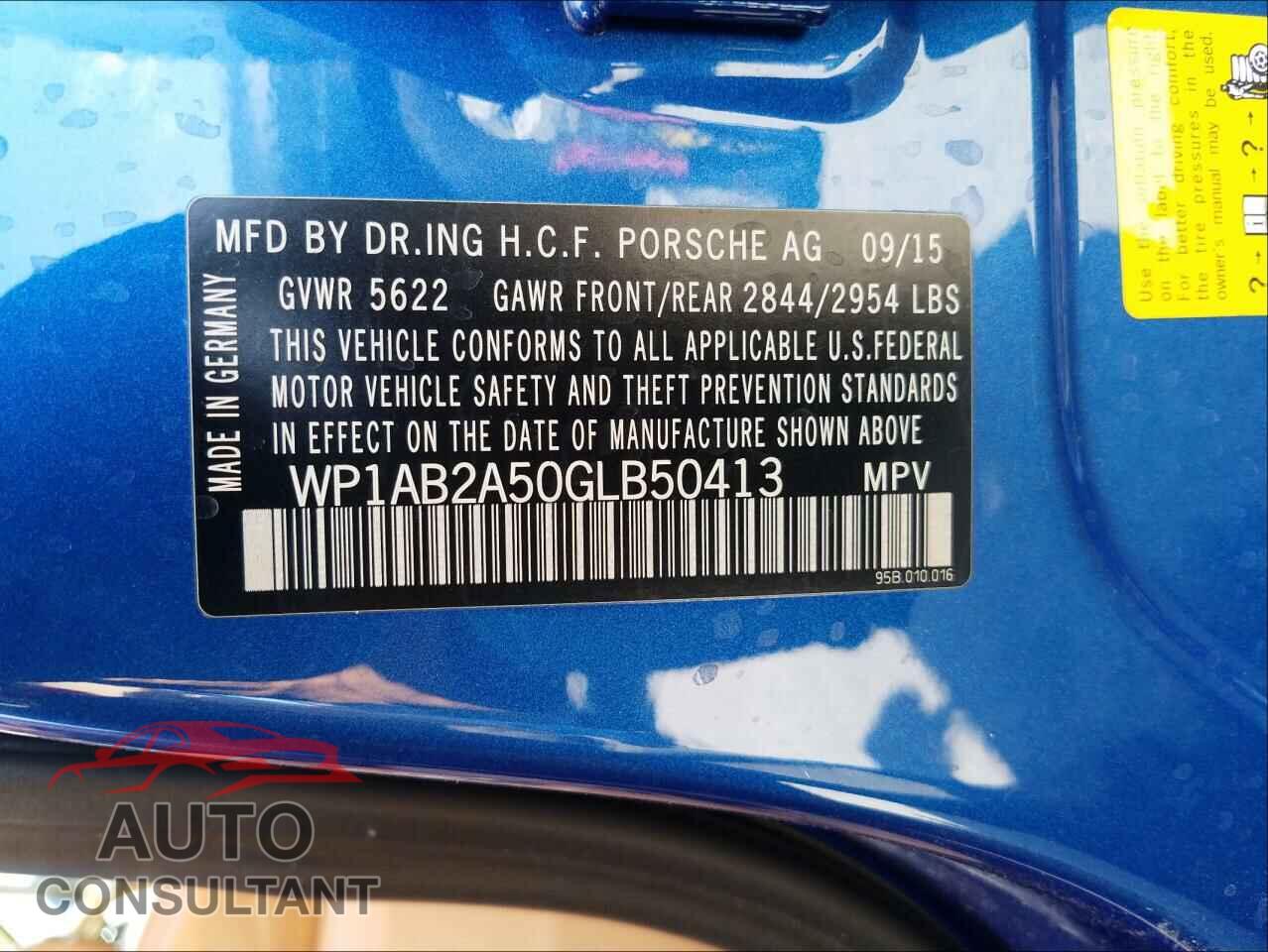 PORSCHE MACAN 2016 - WP1AB2A50GLB50413
