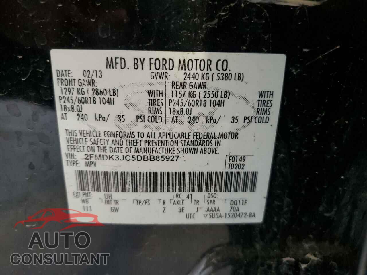 FORD EDGE 2013 - 2FMDK3JC5DBB85927