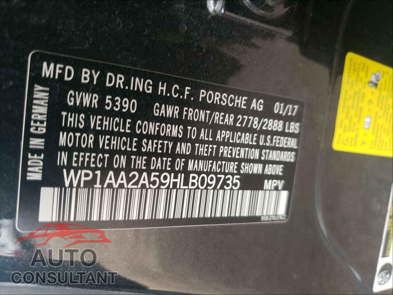 PORSCHE MACAN 2017 - WP1AA2A59HLB09735
