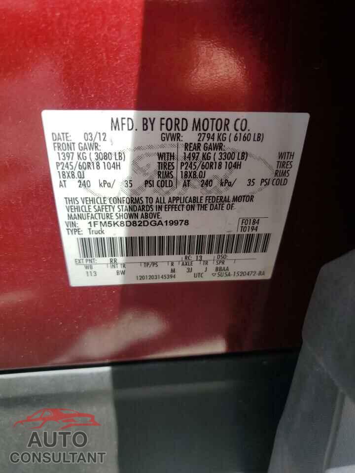 FORD EXPLORER 2013 - 1FM5K8D82DGA19978