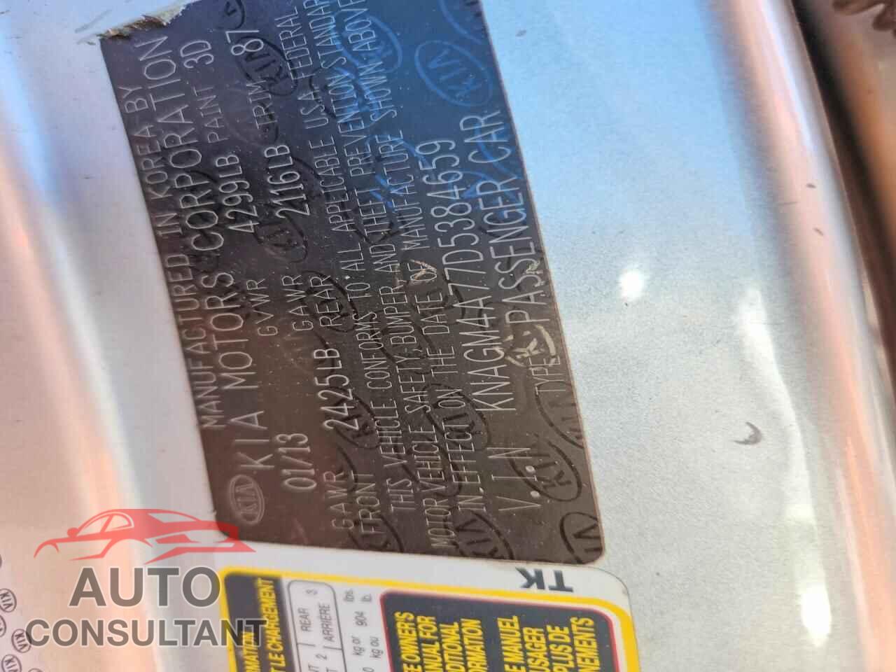 KIA OPTIMA 2013 - KNAGM4A77D5384659