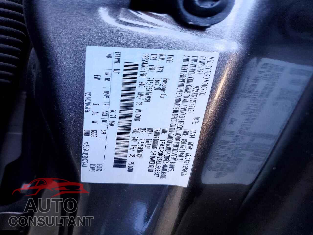 FORD FOCUS 2014 - 1FADP3K25EL363337