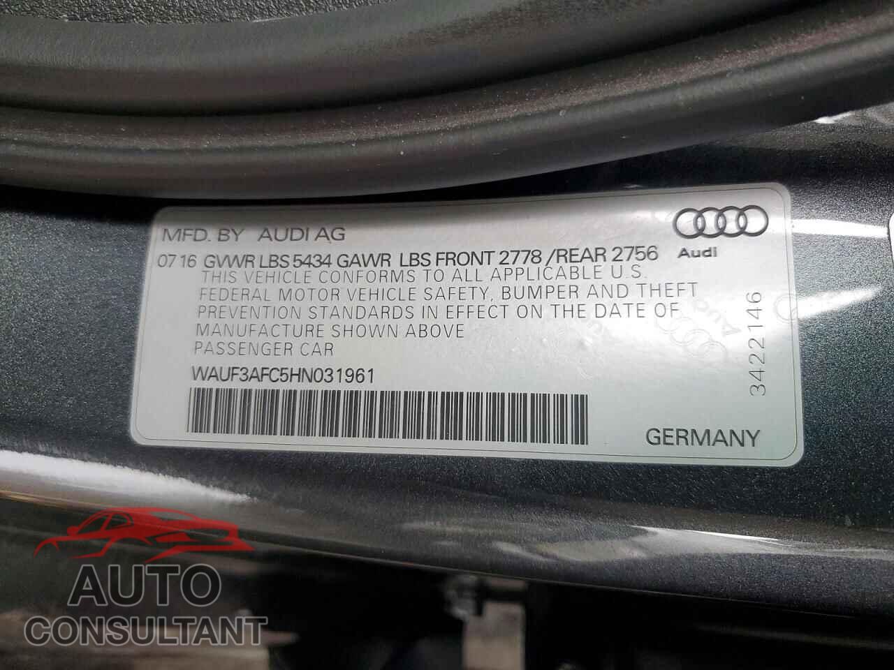 AUDI A6 2017 - WAUF3AFC5HN031961