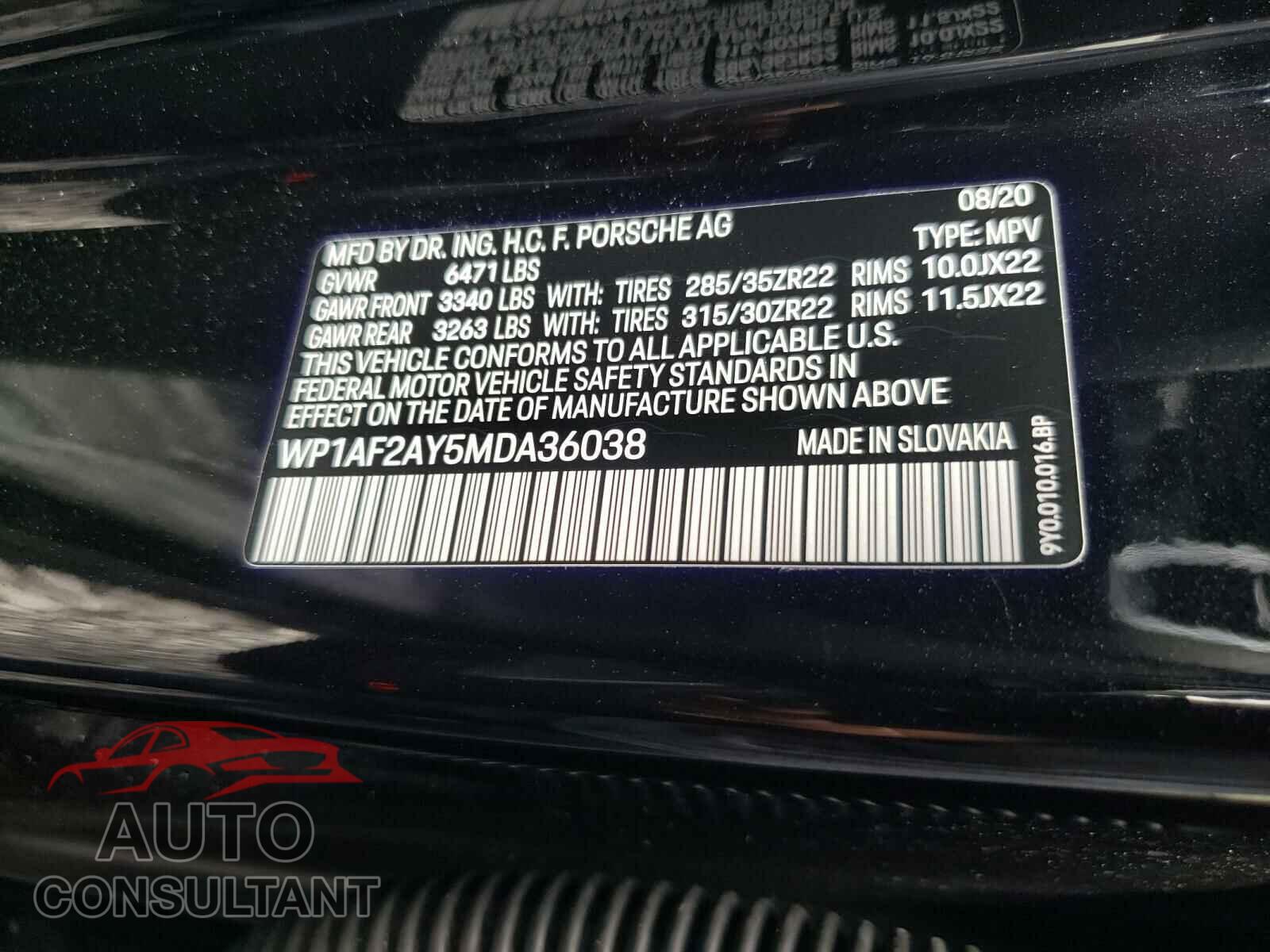 PORSCHE CAYENNE 2021 - WP1AF2AY5MDA36038