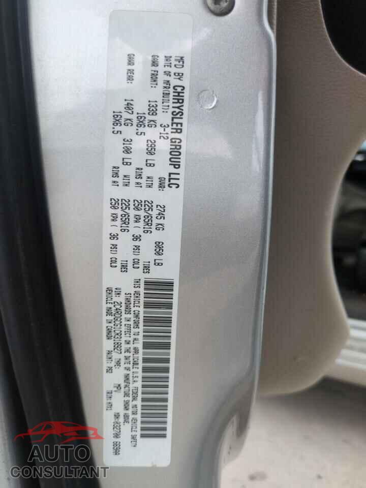 DODGE CARAVAN 2012 - 2C4RDGCG1CR318927