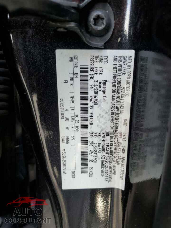 FORD FOCUS 2012 - 1FAHP3K28CL420113