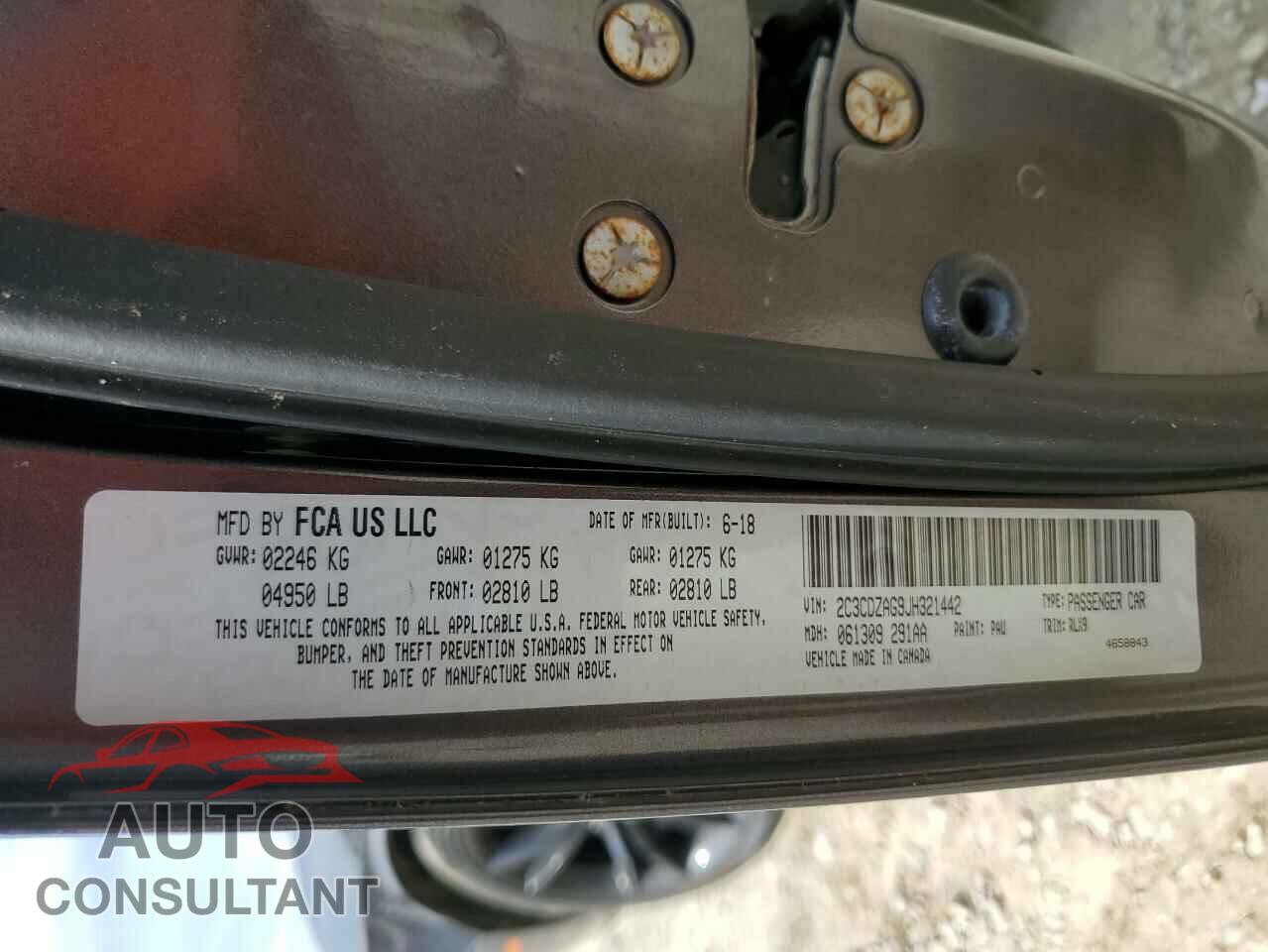DODGE CHALLENGER 2018 - 2C3CDZAG9JH321442
