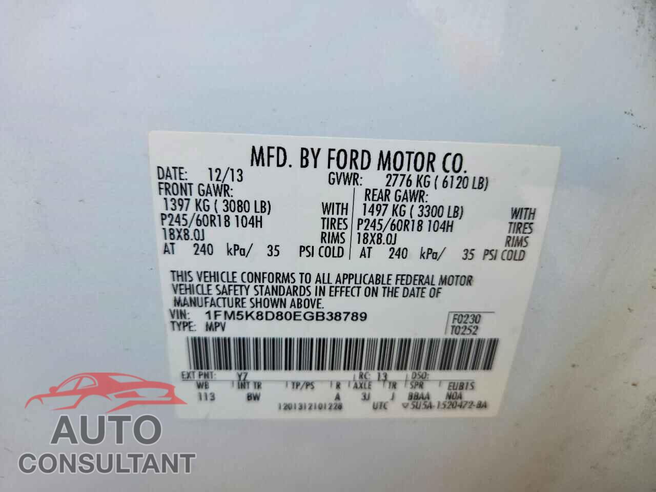 FORD EXPLORER 2014 - 1FM5K8D80EGB38789