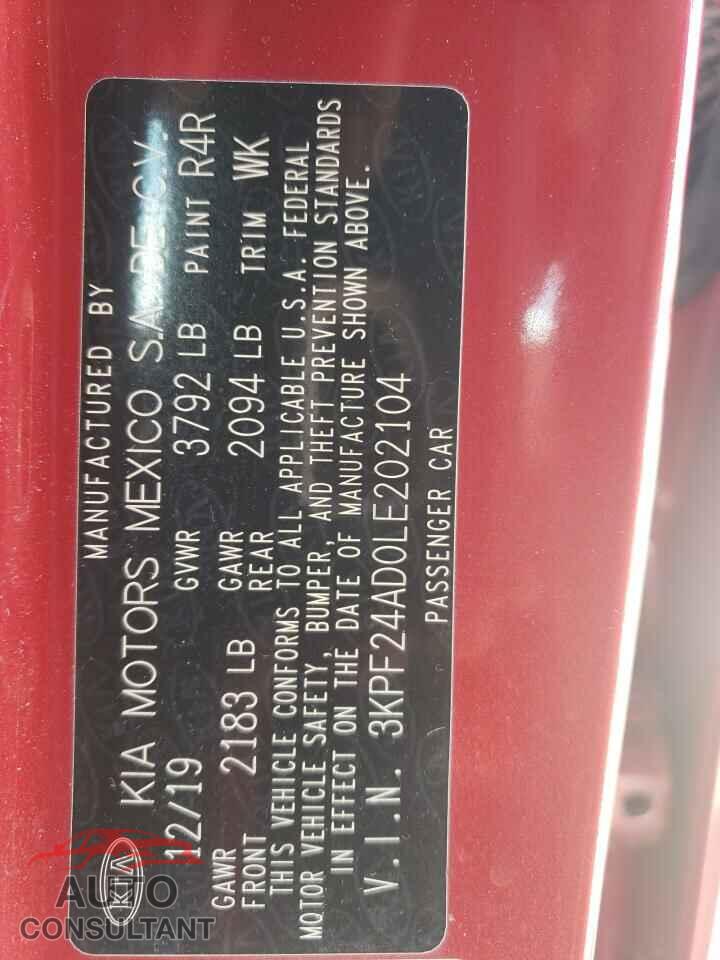 KIA FORTE 2020 - 3KPF24AD0LE202104
