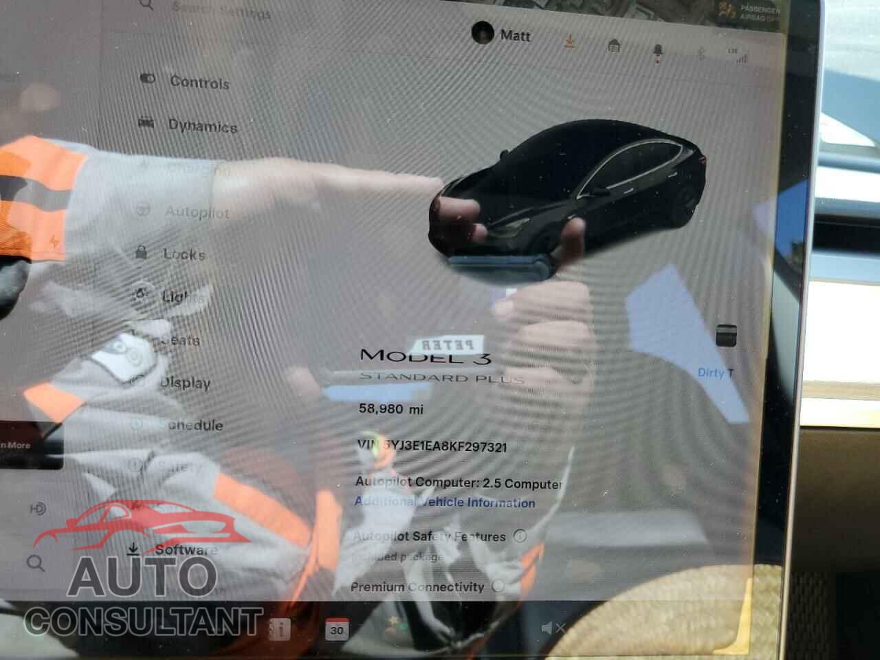 TESLA MODEL 3 2019 - 5YJ3E1EA8KF297321