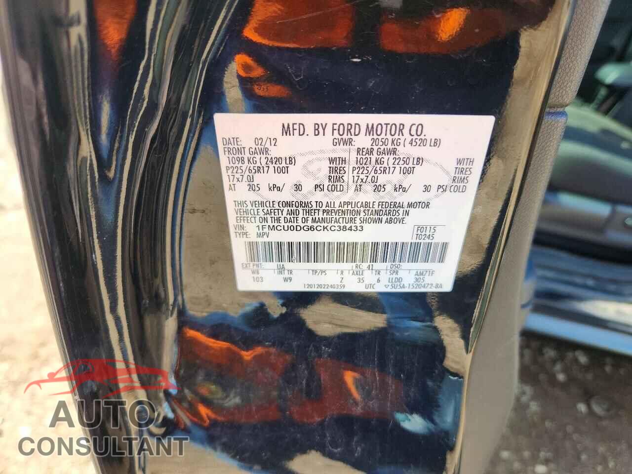 FORD ESCAPE 2012 - 1FMCU0DG6CKC38433