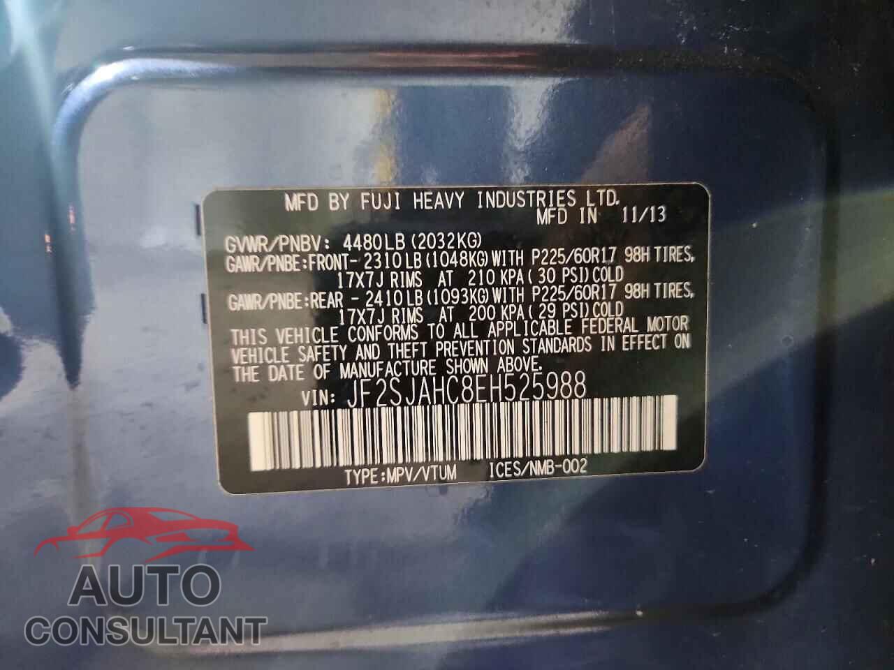 SUBARU FORESTER 2014 - JF2SJAHC8EH525988