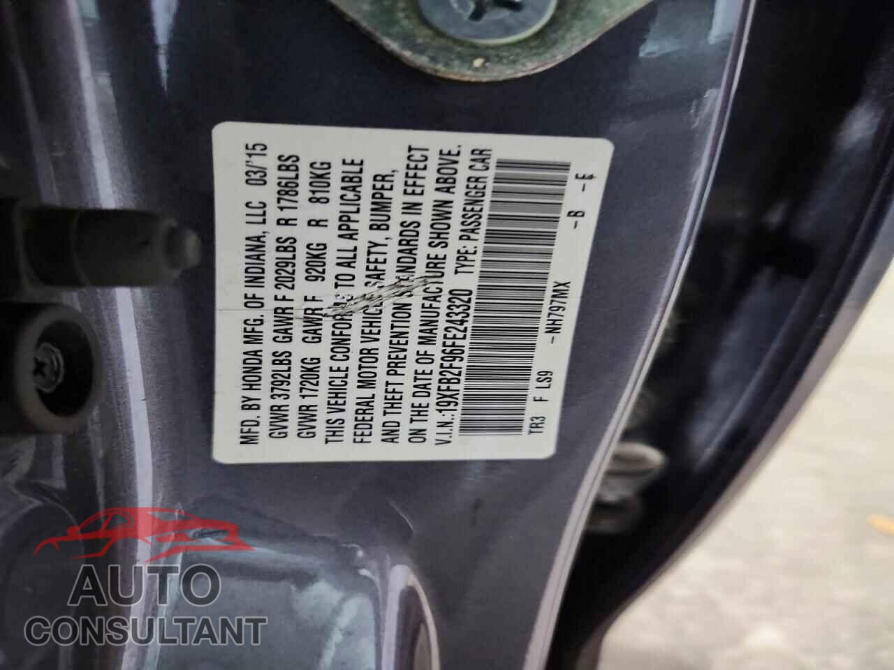 HONDA CIVIC 2015 - 19XFB2F96FE243320