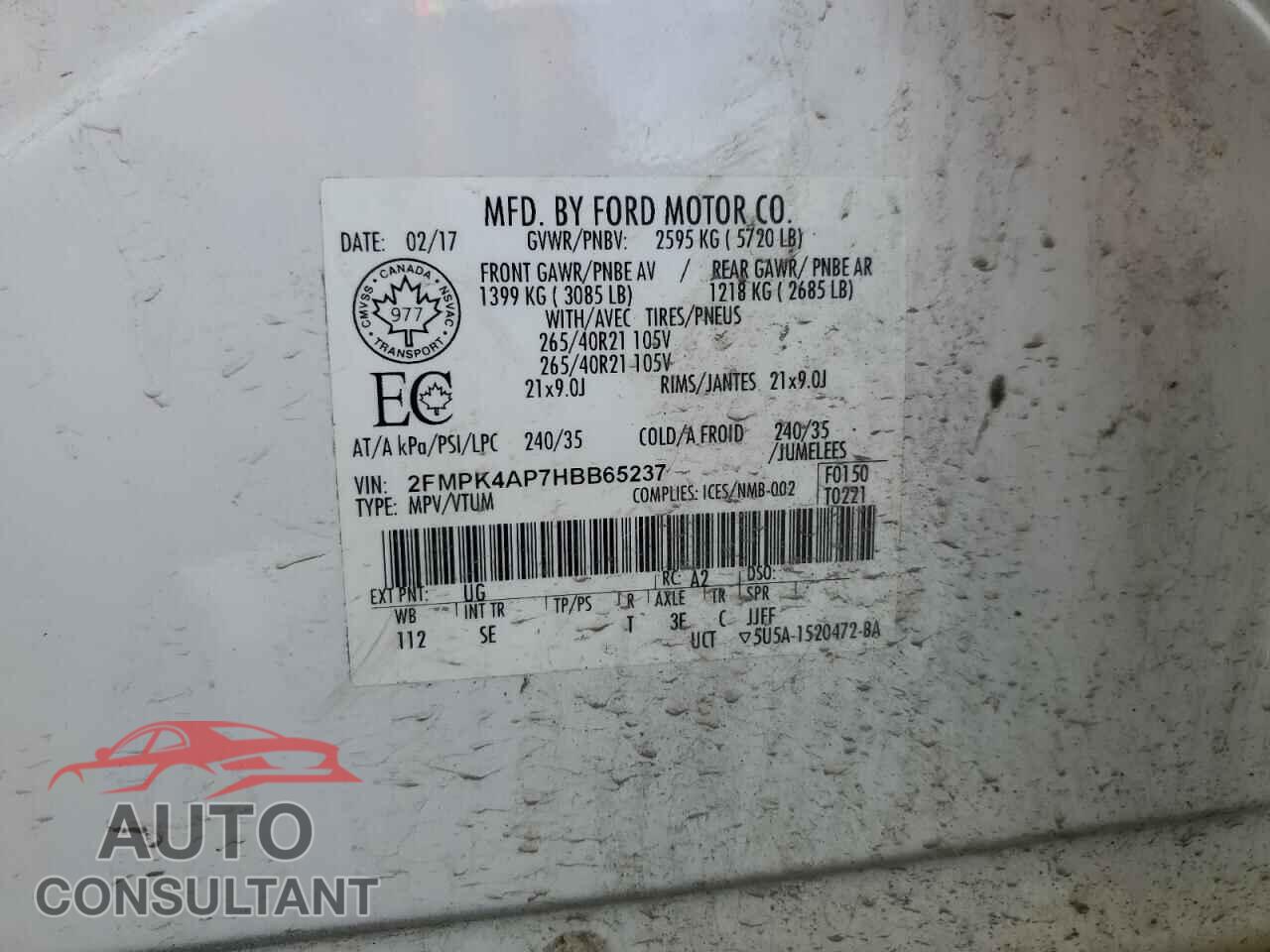 FORD EDGE 2017 - 2FMPK4AP7HBB65237