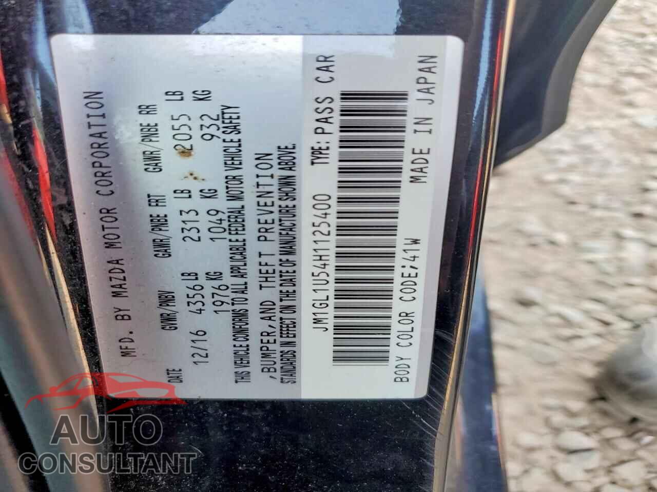 MAZDA 6 2017 - JM1GL1U54H1125400
