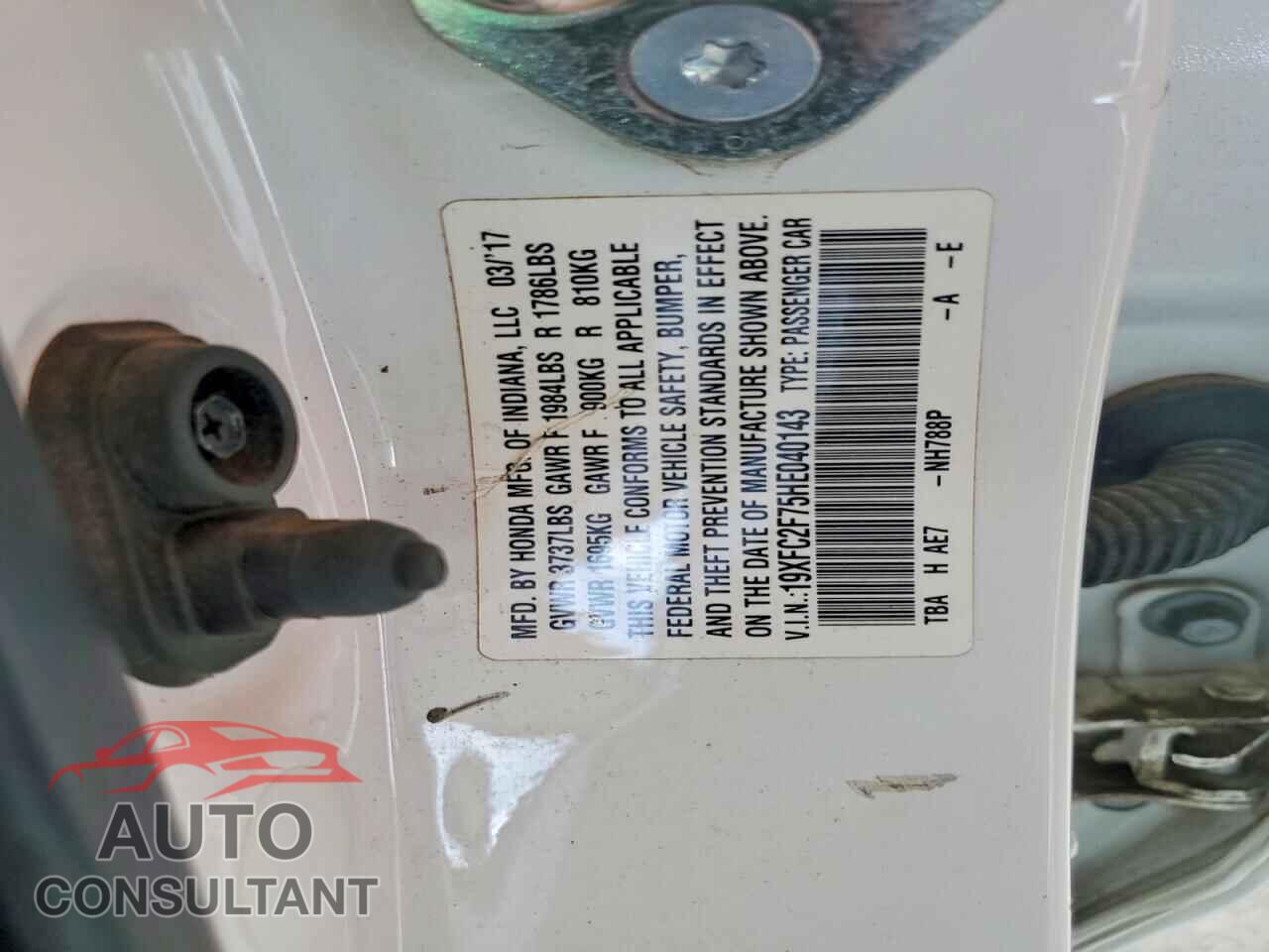 HONDA CIVIC 2017 - 19XFC2F75HE040143