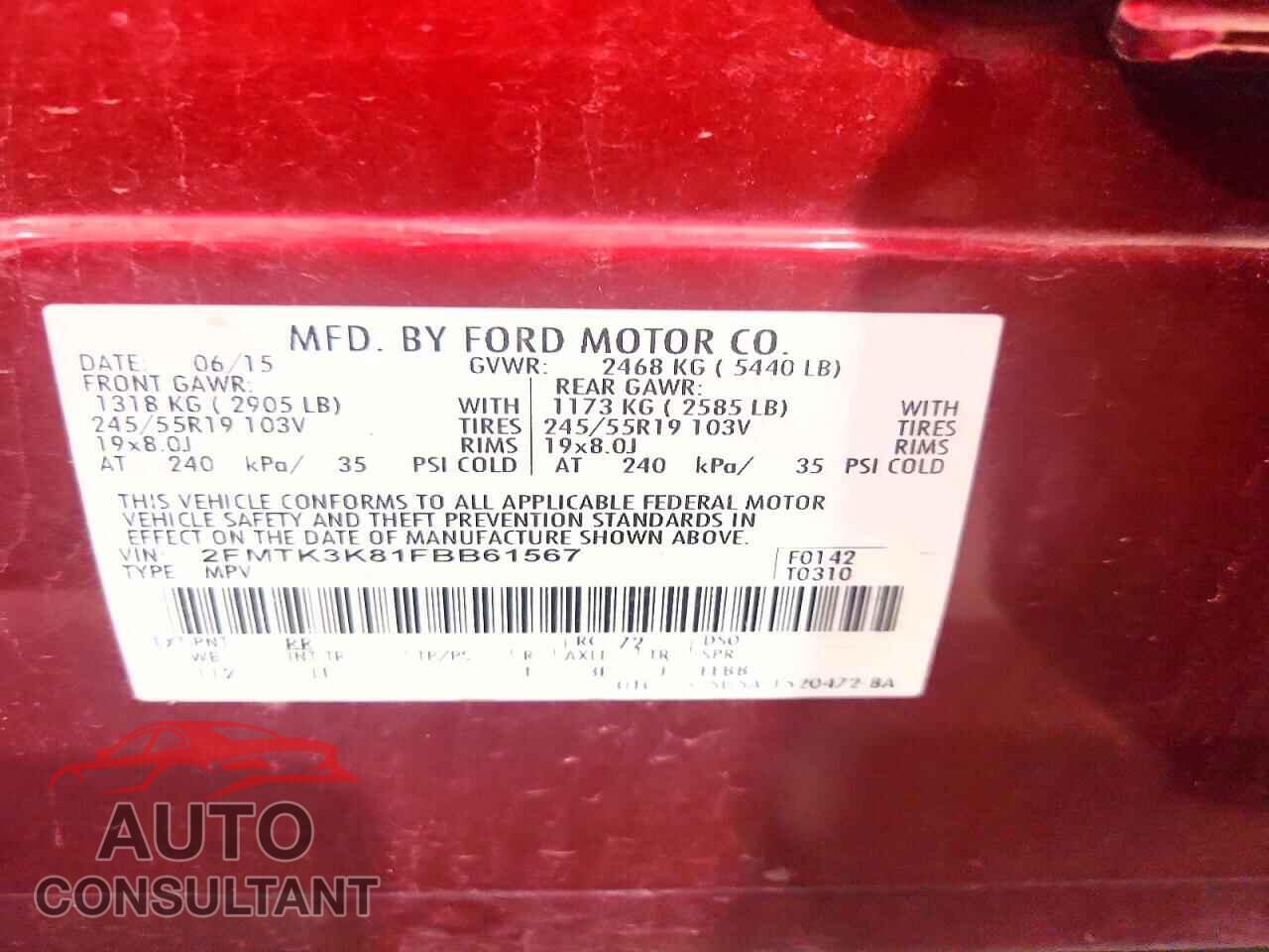 FORD EDGE 2015 - 2FMTK3K81FBB61567
