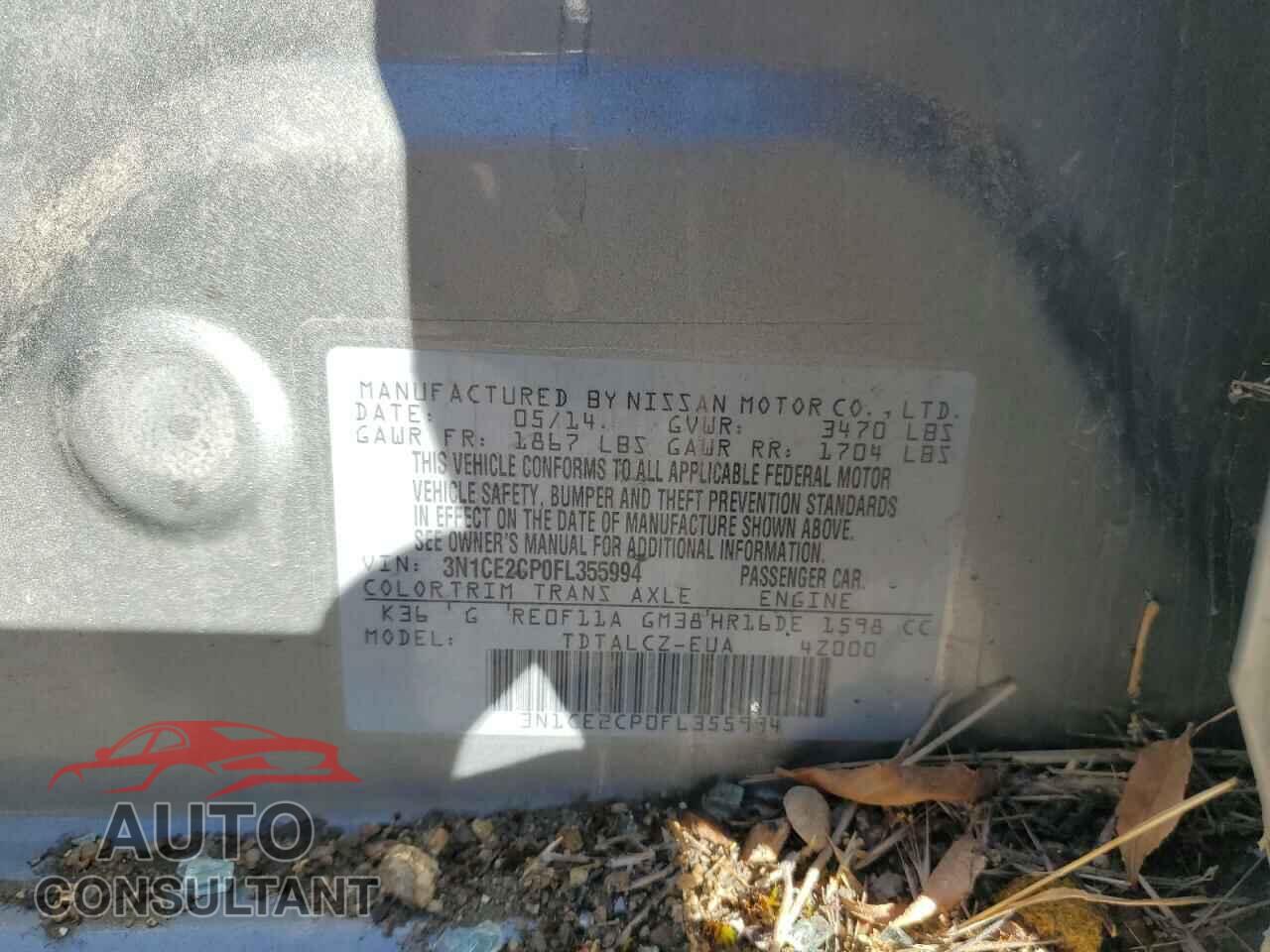 NISSAN VERSA 2015 - 3N1CE2CP0FL355994