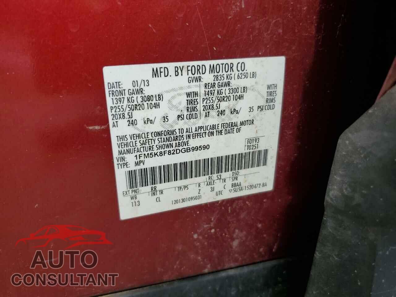 FORD EXPLORER 2013 - 1FM5K8F82DGB99590