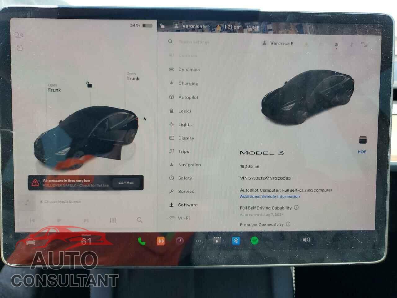 TESLA MODEL 3 2022 - 5YJ3E1EA1NF320085