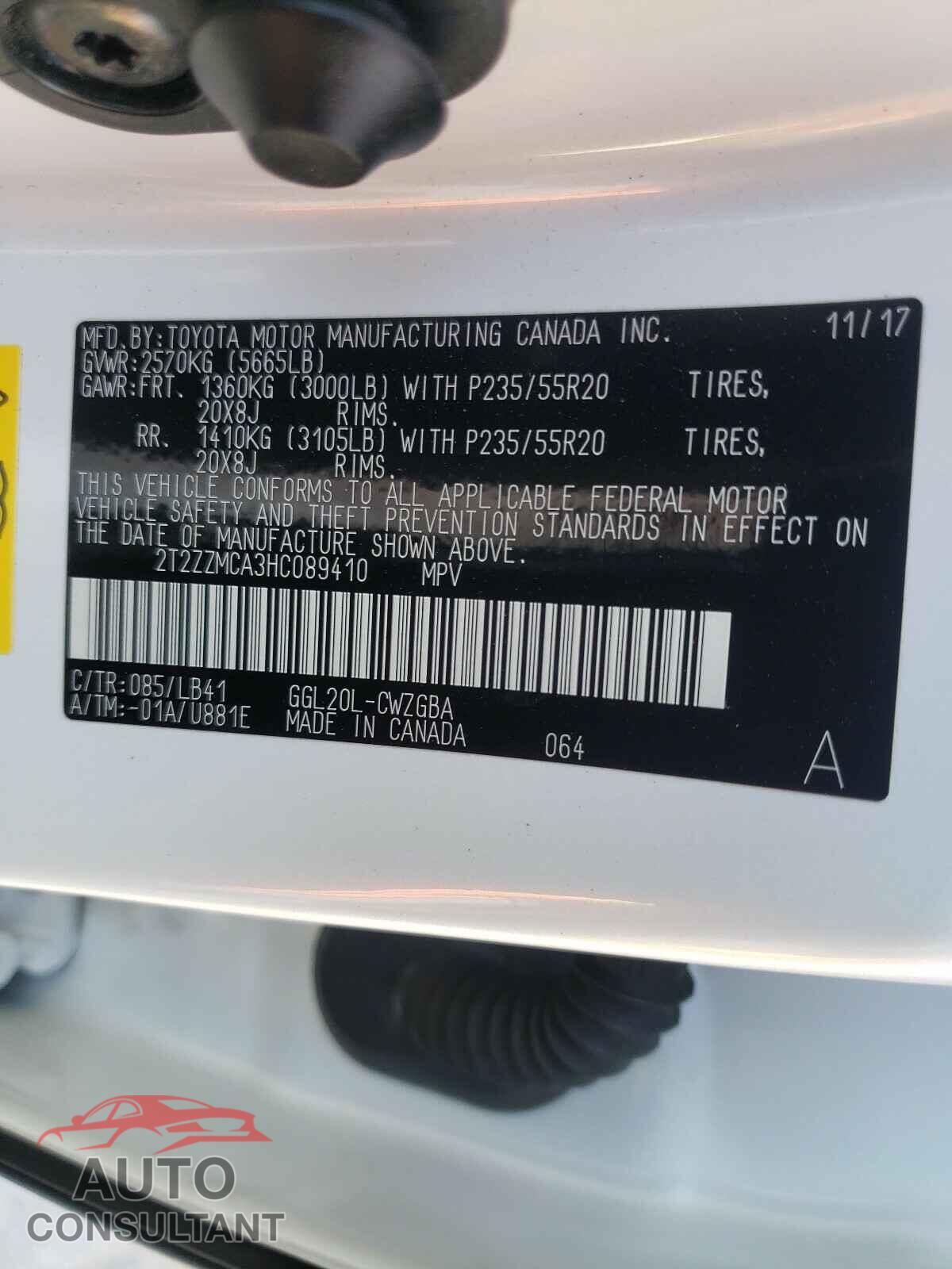 LEXUS RX350 2017 - 2T2ZZMCA3HC089410