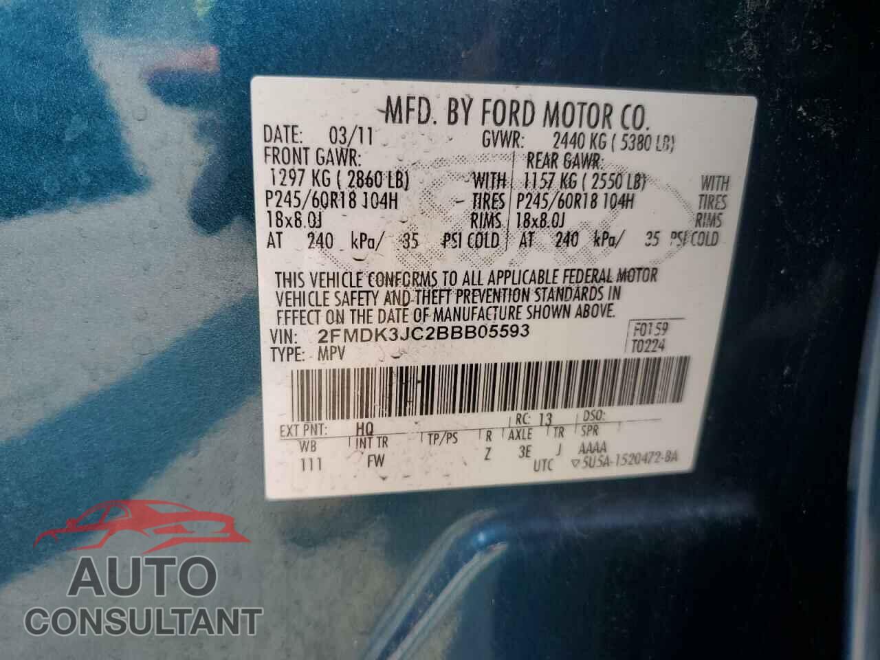 FORD EDGE 2011 - 2FMDK3JC2BBB05593