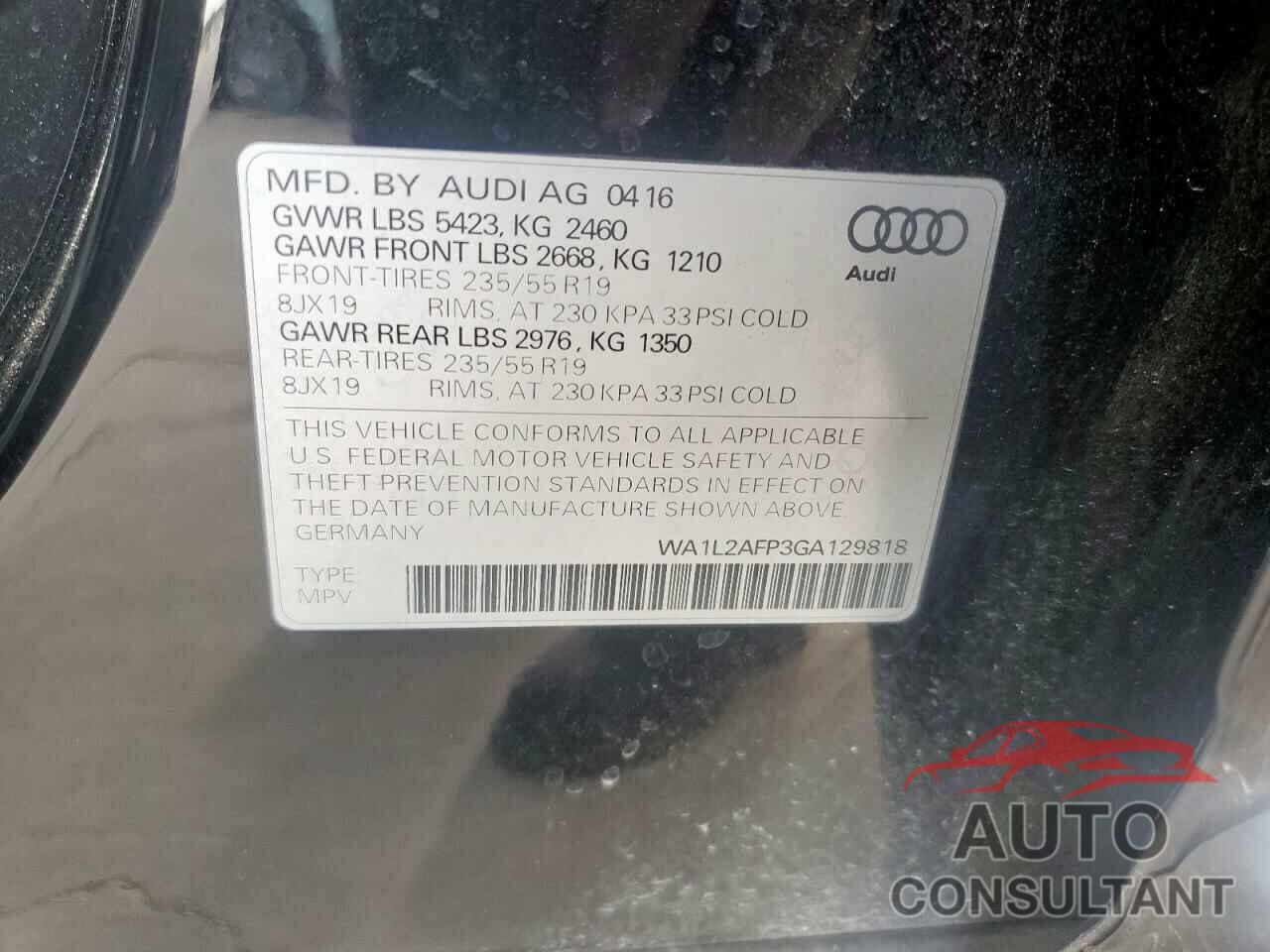AUDI Q5 2016 - WA1L2AFP3GA129818