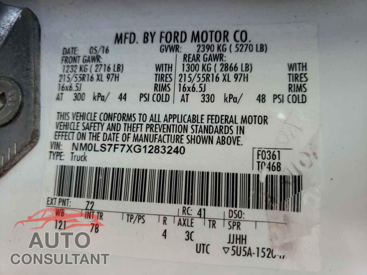 FORD TRANSIT 2016 - NM0LS7F7XG1283240