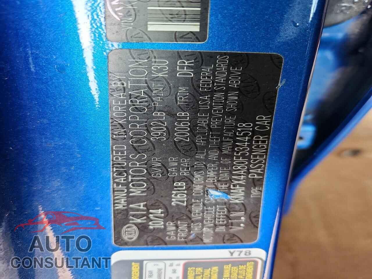 KIA FORTE 2015 - KNAFX4A80F5344518