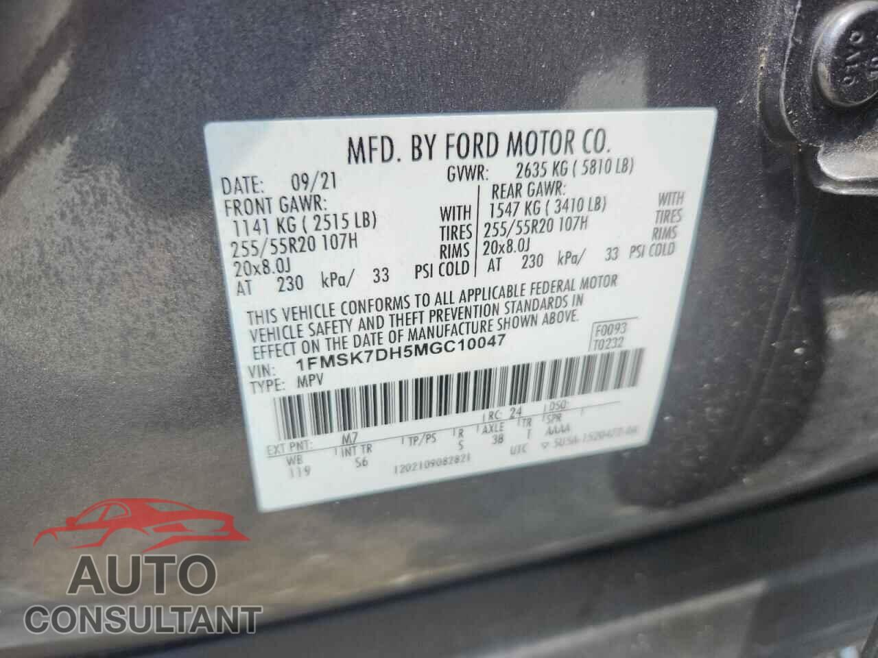 FORD EXPLORER 2021 - 1FMSK7DH5MGC10047