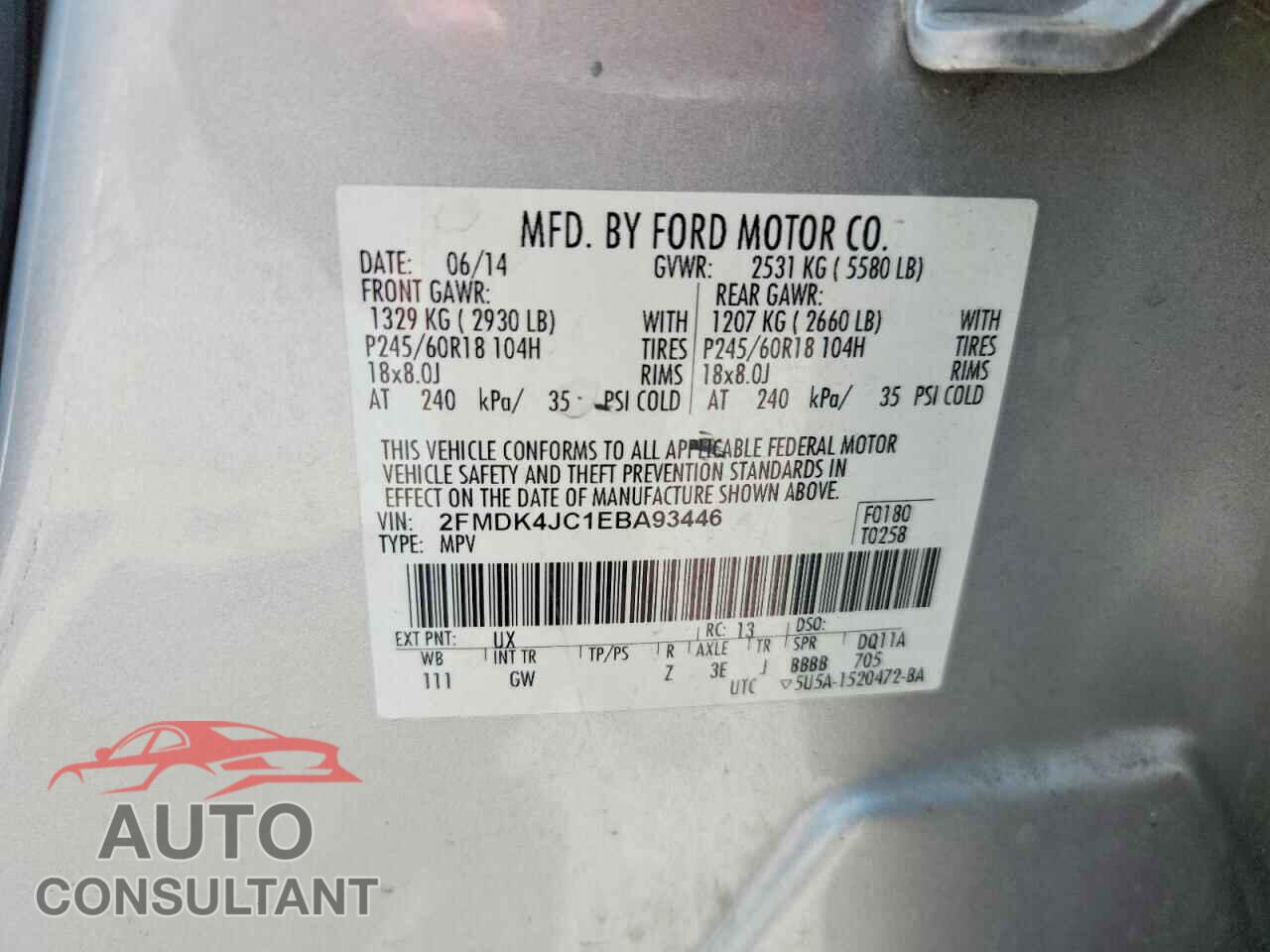 FORD EDGE 2014 - 2FMDK4JC1EBA93446
