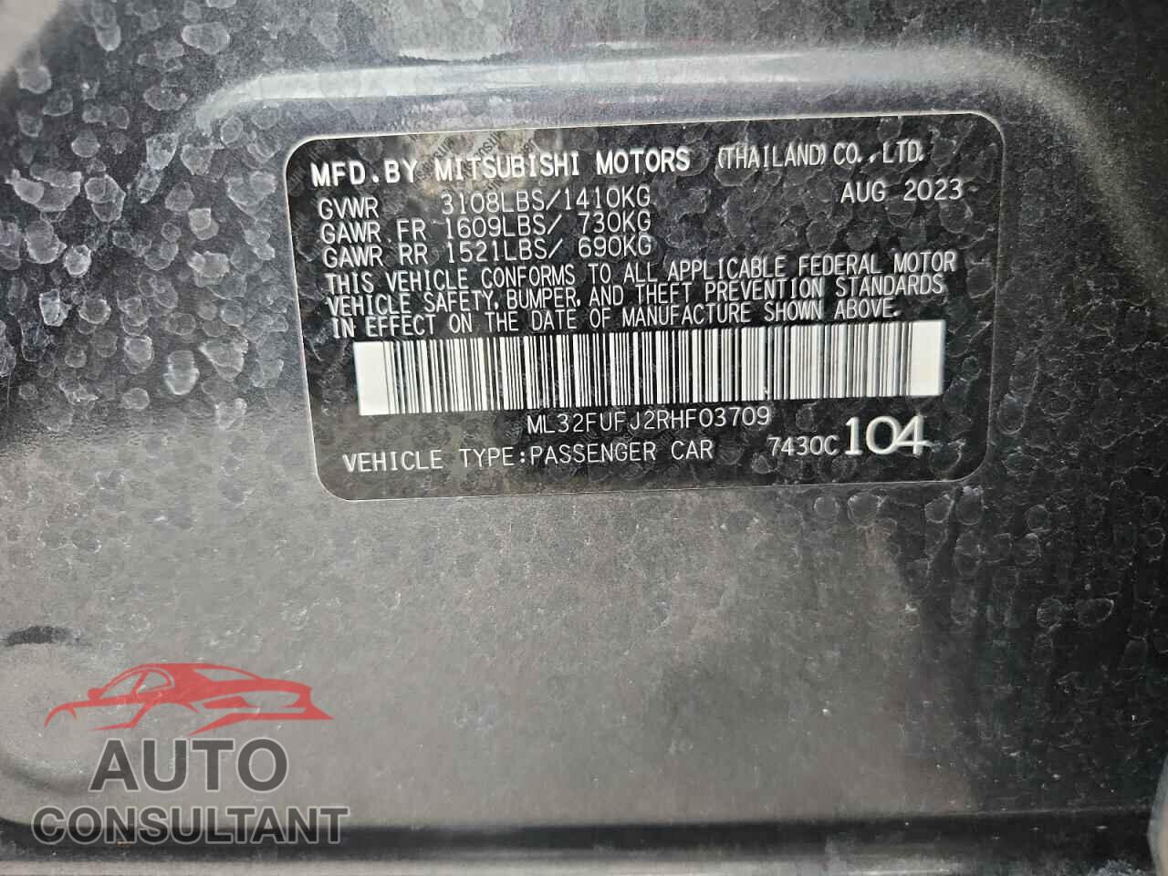 MITSUBISHI MIRAGE 2024 - ML32FUFJ2RHF03709