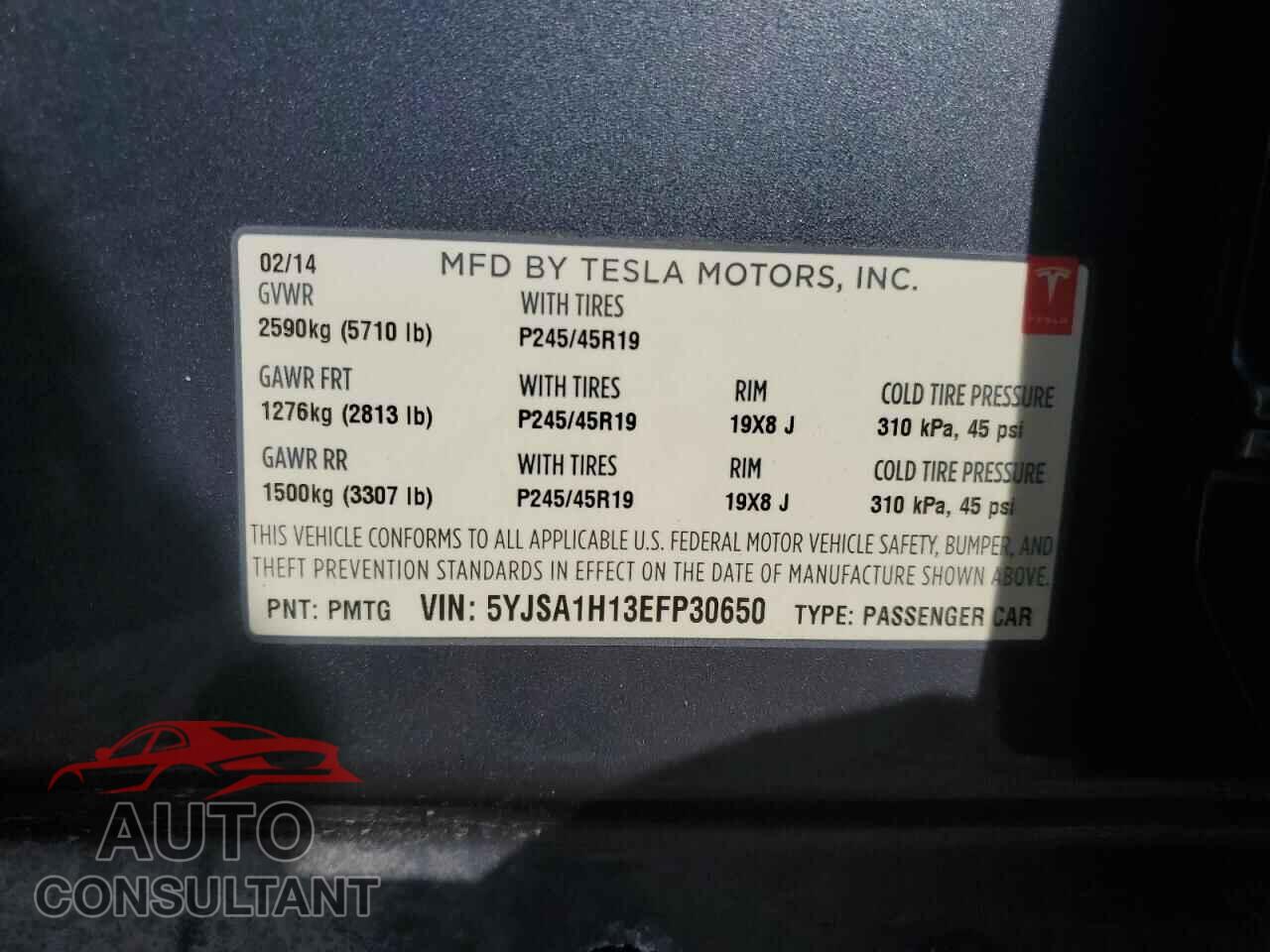 TESLA MODEL S 2014 - 5YJSA1H13EFP30650