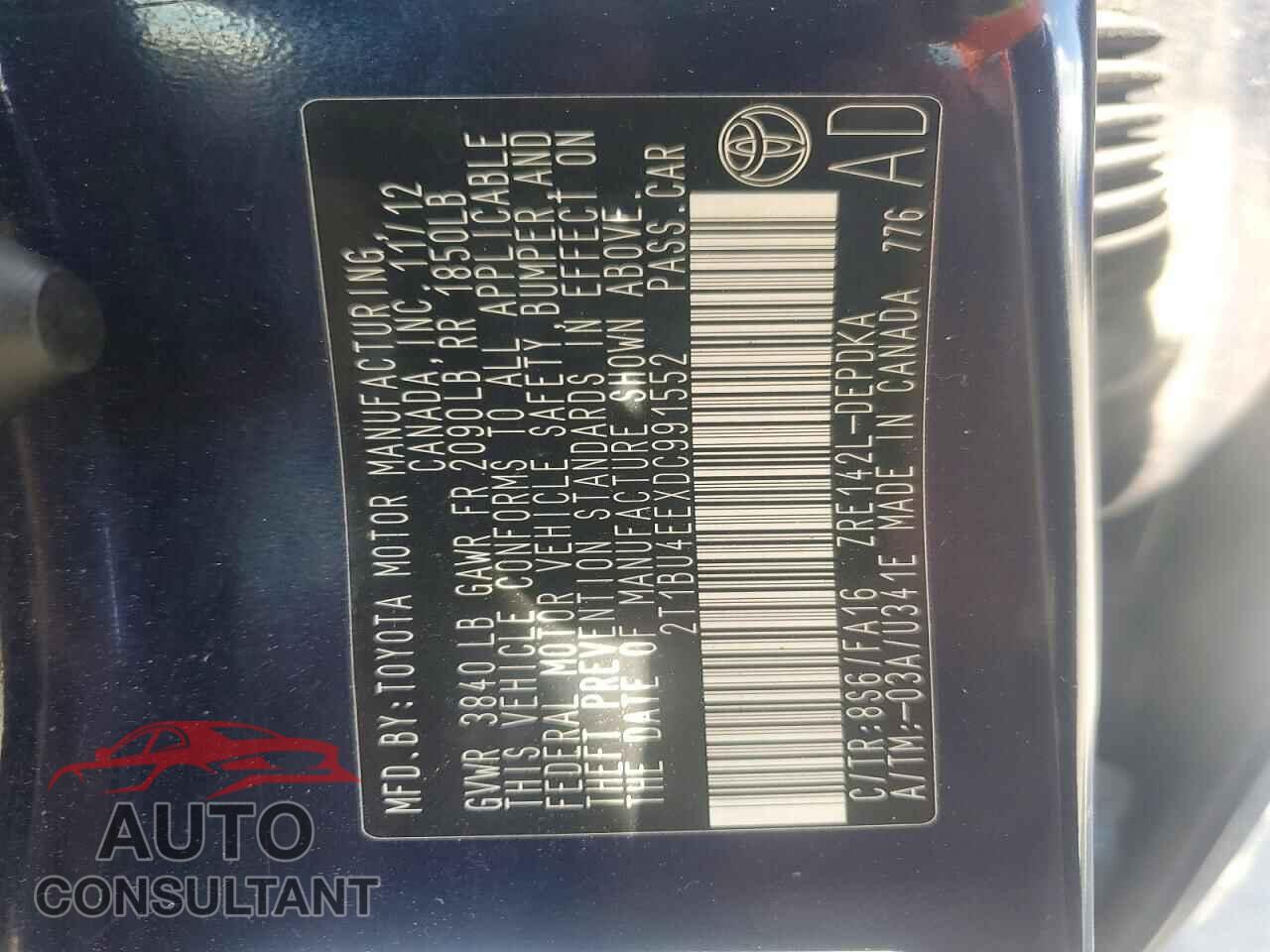 TOYOTA COROLLA 2013 - 2T1BU4EEXDC991552