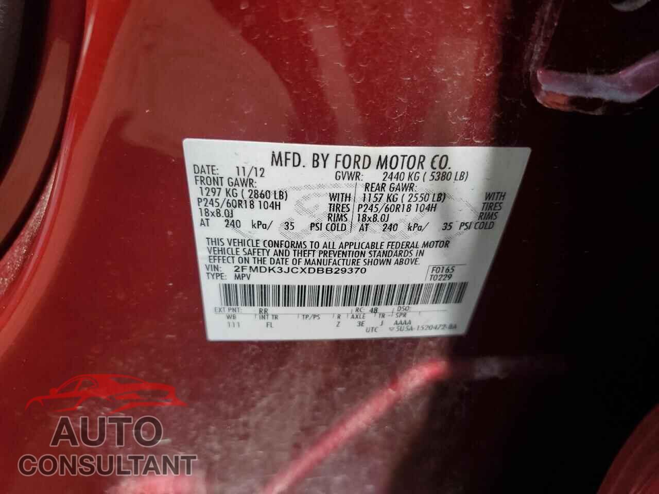 FORD EDGE 2013 - 2FMDK3JCXDBB29370