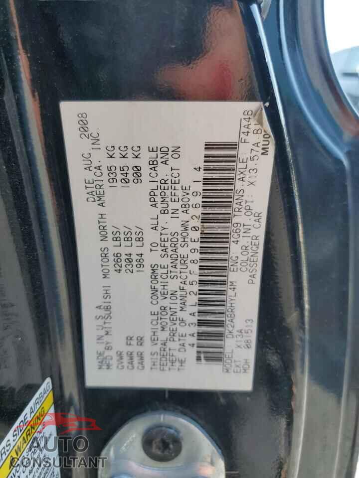 MITSUBISHI ECLIPSE 2009 - 4A3AL25F89E026914