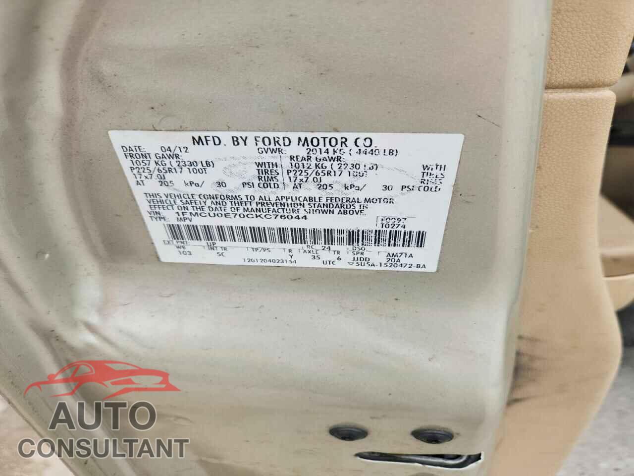 FORD ESCAPE 2012 - 1FMCU0E70CKC76044